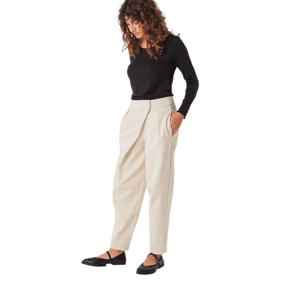 SKFK Goiane Ankle Length Pants Crossover Pleat Flap Cream EU 38 | US 6 Reg $149 - Picture 2 of 12